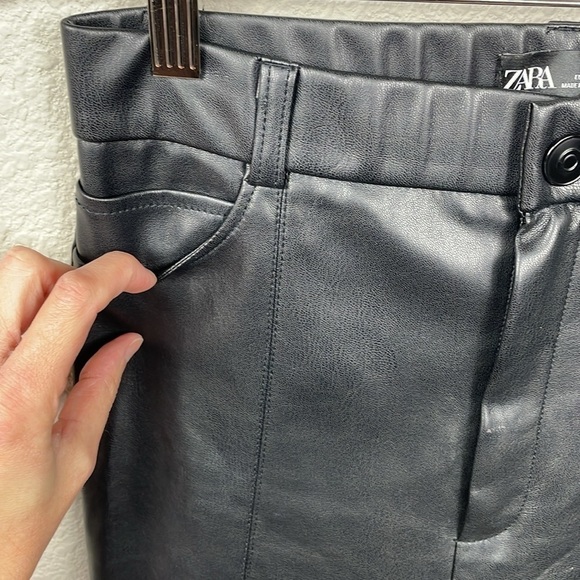 Zara Vegan Faux Leather High Rise Pants Skinny Legging Sz M - Picture 15 of 16